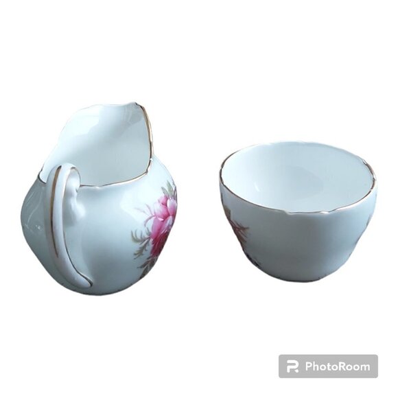 PARAGON Rose Cream & Sugar Bowl Set with Gold Trim – Elegant Fine China Tea Set - Picture 4 of 6